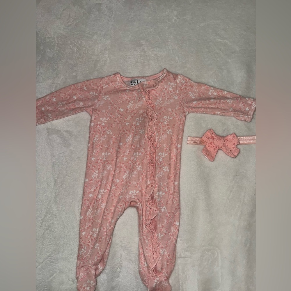 Nicole Miller Pink Floral Kids Footie with Ruffle